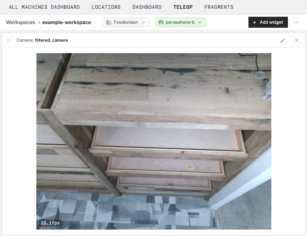 A camera widget displaying a live camera feed.